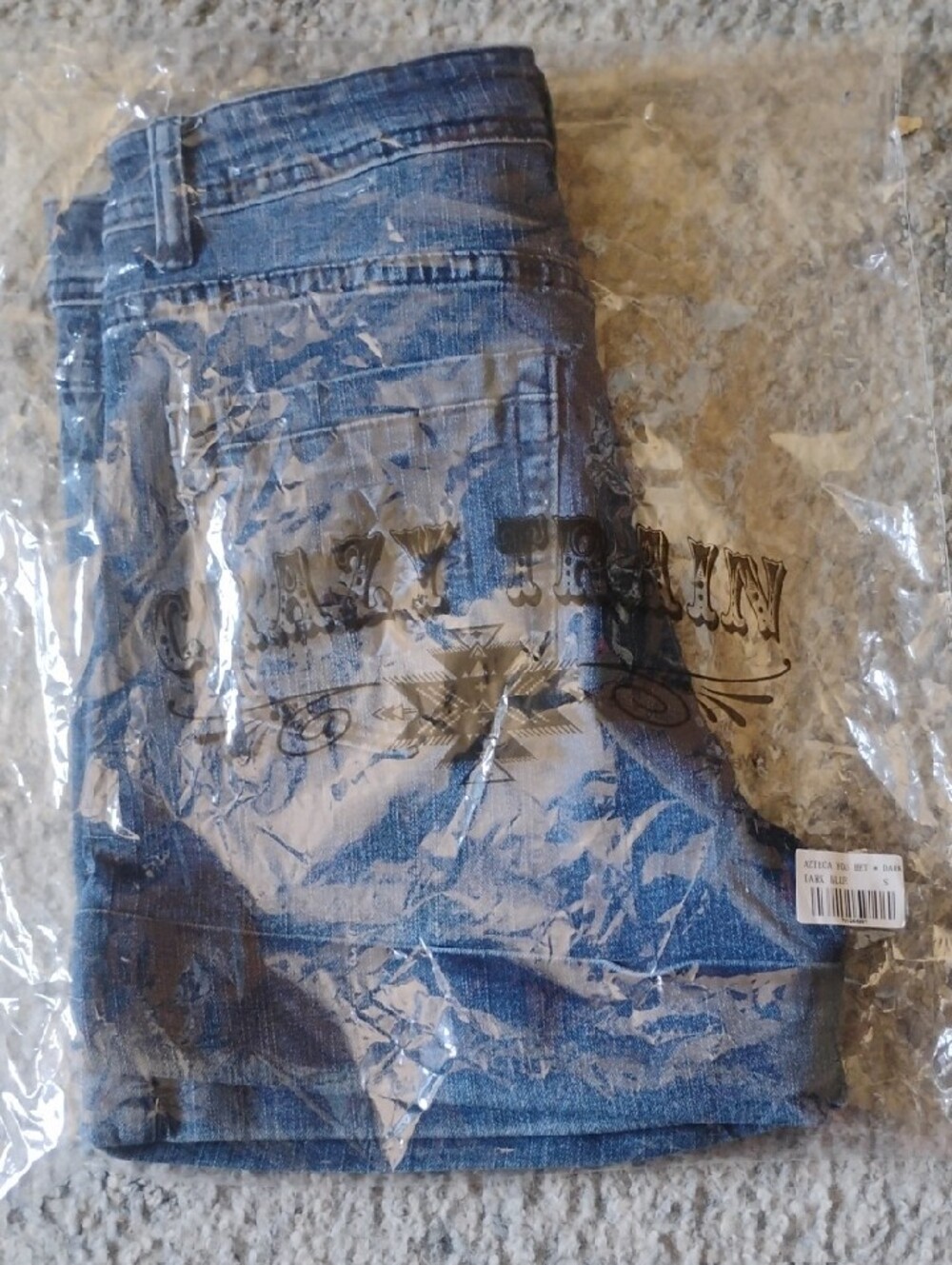 Crazy Train Faded Blue Embroidered Pocket Denim Shorts - Picture 4 of 4